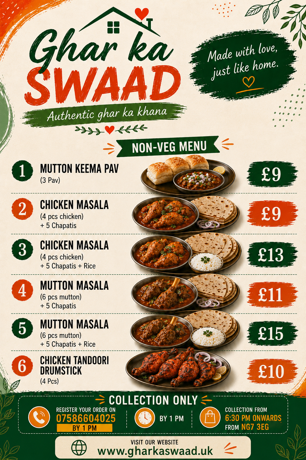Ghar ka Swaad non-vegetarian menu poster